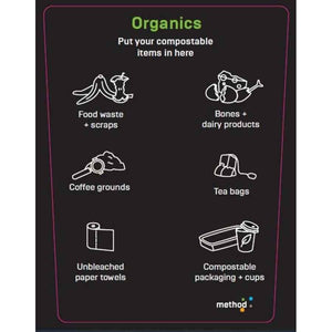 Method 20L Bin LABEL ONLY Green 'Organics'