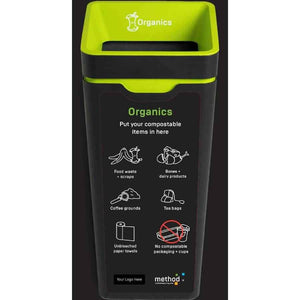 Method 60L Bin LABEL ONLY Green 'Organics' (no coffee cups)