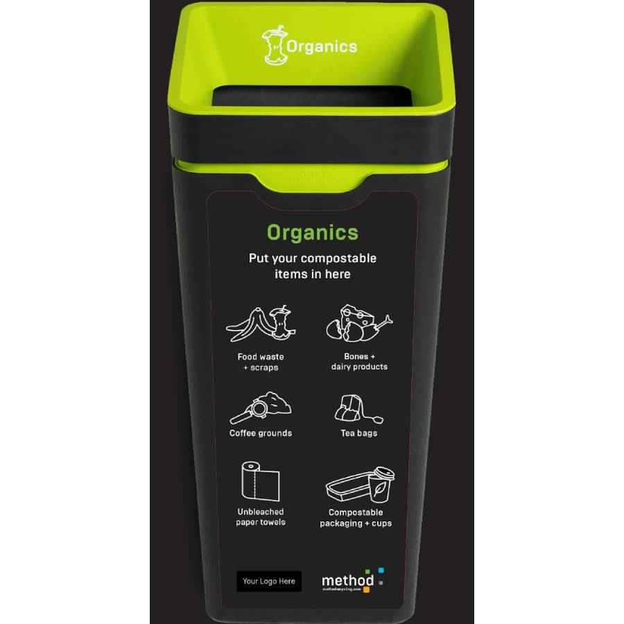 Method 60L Bin LABEL ONLY Green 'Organics'