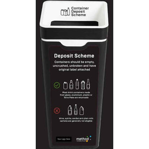 Method 60L Bin LABEL ONLY White 'Deposit Scheme'