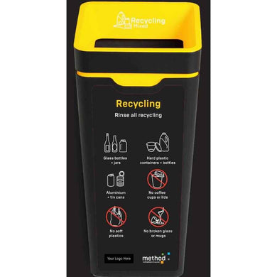 Method 60L Bin LABEL ONLY Yellow 'Mixed Recycling'