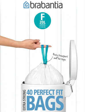 Brabantia Bin Liner | Code F 20L | 40 Bags